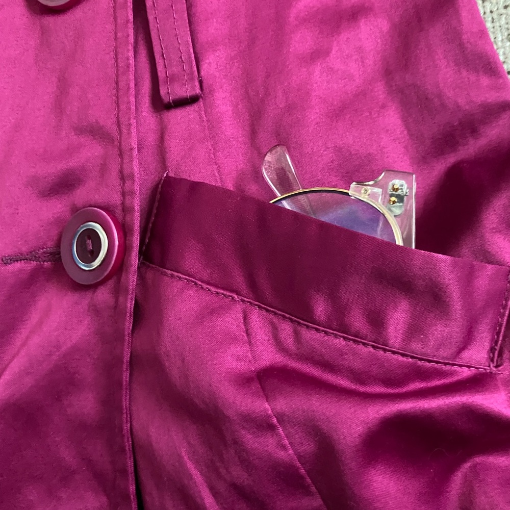 Magenta/Fuchsia Rampage Ruffle Trench Coat - Picture 4 of 5